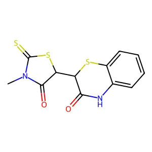 2-(3-Methyl-4-oxo-2-sulfanylidene-1,3-thiazolidin-5-yl)-2H-1,4-benzothiazin-3(4H)-one structure