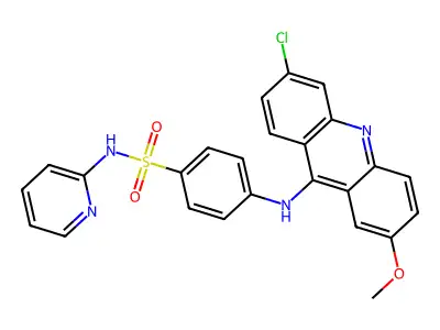 4-[(6-chloro-2-methoxyacridin-9-yl)amino]-N-pyridin-2-ylbenzenesulfonamide structure