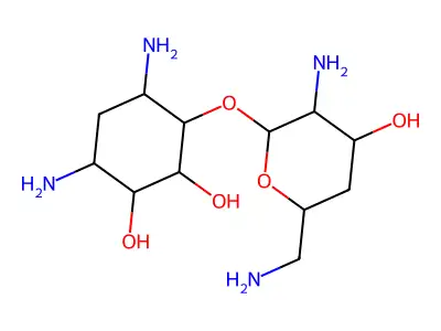 4,6-Diamino-2,3-dihydroxycyclohexyl 2,6-diamino-2,4,6-trideoxyhexopyranoside structure
