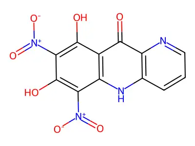 7,9-dihydroxy-6,8-dinitro-5H-benzo[b][1,5]naphthyridin-10-one structure