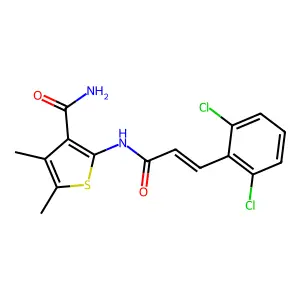 2-[[(E)-3-(2,6-dichlorophenyl)prop-2-enoyl]amino]-4,5-dimethylthiophene-3-carboxamide structure