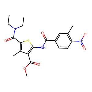 methyl 5-[(diethylamino)carbonyl]-2-({4-nitro-3-methylbenzoyl}amino)-4-methyl-3-thiophenecarboxylate structure