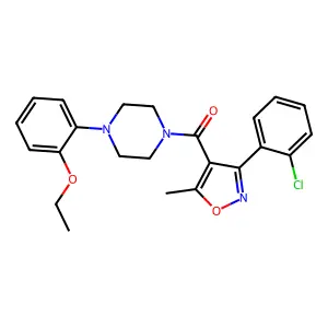 [3-(2-chlorophenyl)-5-methyl-1,2-oxazol-4-yl]-[4-(2-ethoxyphenyl)piperazin-1-yl]methanone structure