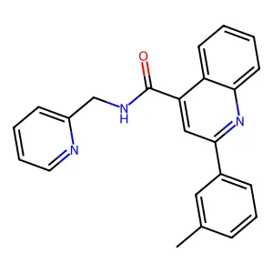 2-(3-methylphenyl)-N-(pyridin-2-ylmethyl)quinoline-4-carboxamide structure
