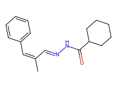 N-[(2-methyl-3-phenylprop-2-enylidene)amino]cyclohexanecarboxamide structure