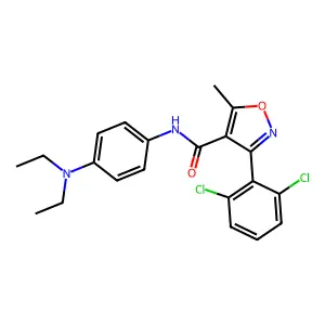 3-(2,6-dichlorophenyl)-N-[4-(diethylamino)phenyl]-5-methyl-1,2-oxazole-4-carboxamide structure