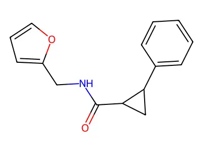 N-(furan-2-ylmethyl)-2-phenylcyclopropane-1-carboxamide structure