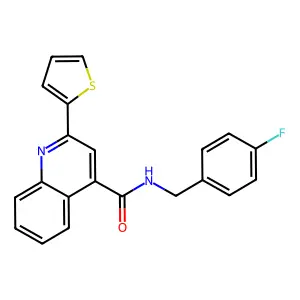 N-[(4-fluorophenyl)methyl]-2-thiophen-2-ylquinoline-4-carboxamide structure