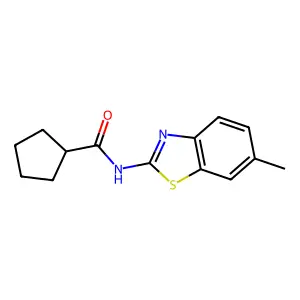 N-(6-methyl-1,3-benzothiazol-2-yl)cyclopentanecarboxamide structure