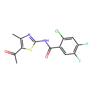 N-(5-acetyl-4-methyl-1,3-thiazol-2-yl)-2-chloro-4,5-difluorobenzamide structure