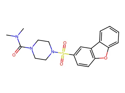 4-dibenzofuran-2-ylsulfonyl-N,N-dimethylpiperazine-1-carboxamide structure