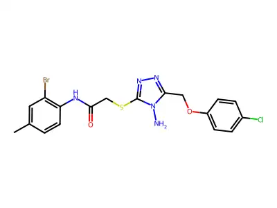 2-({4-amino-5-[(4-chlorophenoxy)methyl]-4H-1,2,4-triazol-3-yl}sulfanyl)-N-(2-bromo-4-methylphenyl)acetamide structure