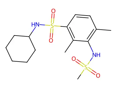 N-cyclohexyl-2,4-dimethyl-3-[(methylsulfonyl)amino]benzenesulfonamide structure