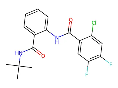 N-[2-(tert-butylcarbamoyl)phenyl]-2-chloro-4,5-difluorobenzamide structure