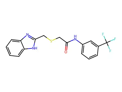 2-(1H-benzimidazol-2-ylmethylsulfanyl)-N-[3-(trifluoromethyl)phenyl]acetamide structure