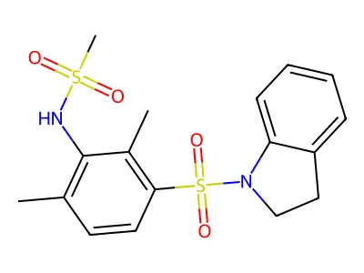N-[3-(2,3-dihydroindol-1-ylsulfonyl)-2,6-dimethylphenyl]methanesulfonamide structure