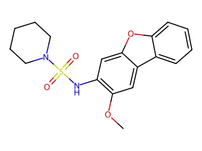 N-(2-methoxydibenzofuran-3-yl)piperidine-1-sulfonamide structure