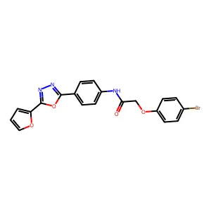 2-(4-bromophenoxy)-N-[4-[5-(2-furanyl)-1,3,4-oxadiazol-2-yl]phenyl]acetamide structure