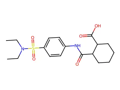 2-({4-[(Diethylamino)sulfonyl]anilino}carbonyl)cyclohexanecarboxylic acid structure