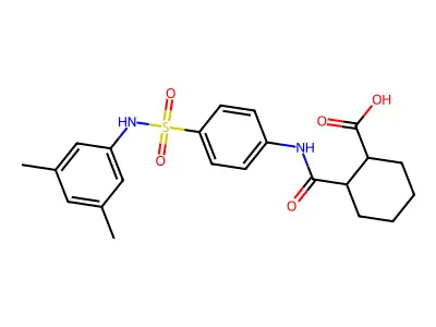 2-({4-[(3,5-Dimethylanilino)sulfonyl]anilino}carbonyl)cyclohexanecarboxylic acid structure