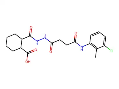 2-[[[4-(3-chloro-2-methylanilino)-4-oxobutanoyl]amino]carbamoyl]cyclohexane-1-carboxylic acid structure