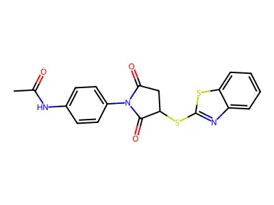 N-[4-[3-(1,3-benzothiazol-2-ylsulfanyl)-2,5-dioxopyrrolidin-1-yl]phenyl]acetamide structure