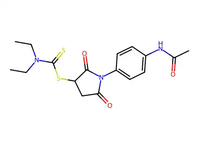 [1-(4-acetamidophenyl)-2,5-dioxopyrrolidin-3-yl] N,N-diethylcarbamodithioate structure