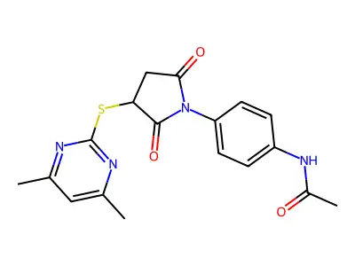 N-[4-[3-(4,6-dimethylpyrimidin-2-yl)sulfanyl-2,5-dioxopyrrolidin-1-yl]phenyl]acetamide structure