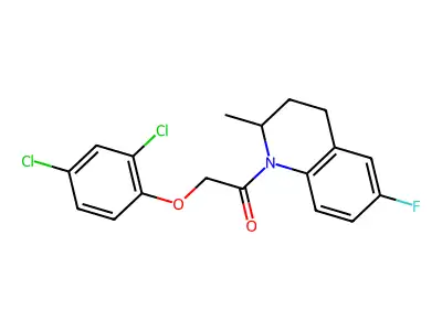 2-(2,4-dichlorophenoxy)-1-(6-fluoro-2-methyl-3,4-dihydro-2H-quinolin-1-yl)ethanone structure