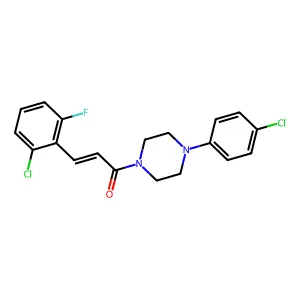 (E)-3-(2-chloro-6-fluorophenyl)-1-[4-(4-chlorophenyl)piperazin-1-yl]prop-2-en-1-one structure