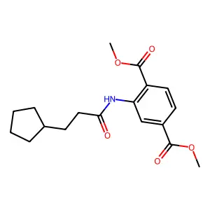 Dimethyl 2-(3-cyclopentylpropanoylamino)benzene-1,4-dicarboxylate structure