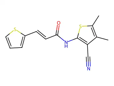 N-(3-cyano-4,5-dimethyl-2-thienyl)-3-(2-thienyl)acrylamide structure