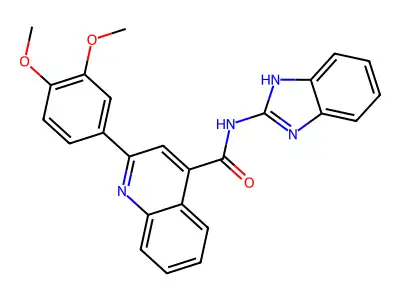 N-(1H-benzimidazol-2-yl)-2-(3,4-dimethoxyphenyl)quinoline-4-carboxamide structure