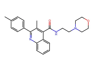 3-methyl-2-(4-methylphenyl)-N-(2-morpholin-4-ylethyl)quinoline-4-carboxamide structure