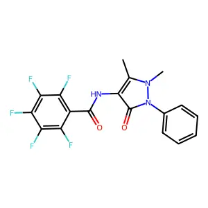 N-(1,5-dimethyl-3-oxo-2-phenyl-2,3-dihydro-1H-pyrazol-4-yl)-2,3,4,5,6-pentafluorobenzamide structure