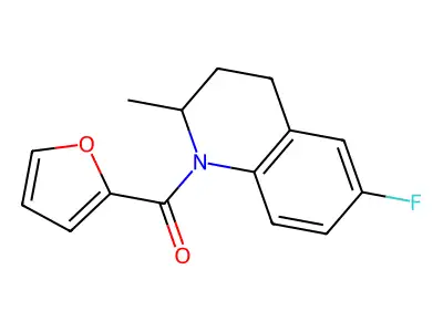 (6-fluoro-2-methyl-3,4-dihydroquinolin-1(2H)-yl)(furan-2-yl)methanone structure