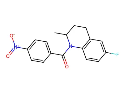 (6-fluoro-2-methyl-3,4-dihydroquinolin-1(2H)-yl)(4-nitrophenyl)methanone structure