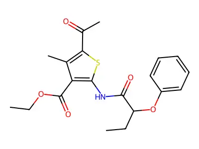 Ethyl 5-acetyl-4-methyl-2-(2-phenoxybutanoylamino)thiophene-3-carboxylate structure