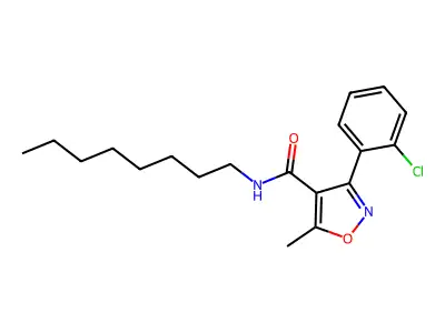 3-(2-chlorophenyl)-5-methyl-N-octyl-1,2-oxazole-4-carboxamide structure