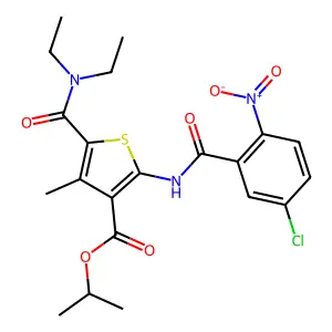 isopropyl 2-({5-chloro-2-nitrobenzoyl}amino)-5-[(diethylamino)carbonyl]-4-methyl-3-thiophenecarboxylate structure