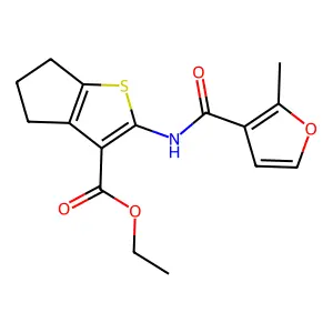 ethyl 2-[(2-methyl-3-furoyl)amino]-5,6-dihydro-4H-cyclopenta[b]thiophene-3-carboxylate structure