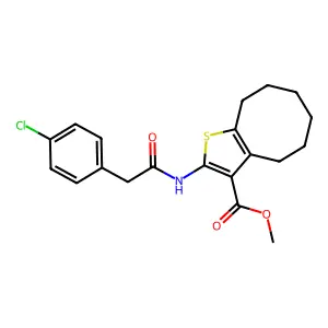methyl 2-[[2-(4-chlorophenyl)acetyl]amino]-4,5,6,7,8,9-hexahydrocycloocta[b]thiophene-3-carboxylate structure