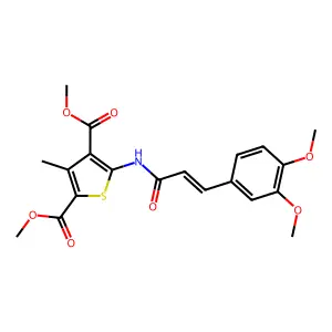 dimethyl 5-[[(E)-3-(3,4-dimethoxyphenyl)prop-2-enoyl]amino]-3-methylthiophene-2,4-dicarboxylate structure