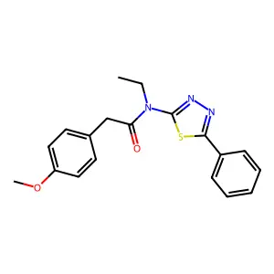N-ethyl-2-(4-methoxyphenyl)-N-(5-phenyl-1,3,4-thiadiazol-2-yl)acetamide structure