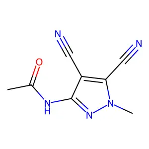 N-(4,5-dicyano-1-methylpyrazol-3-yl)acetamide structure