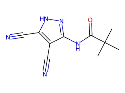 N-(4,5-dicyano-1H-pyrazol-3-yl)-2,2-dimethylpropanamide structure