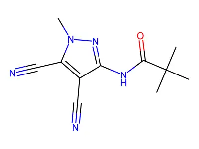 N-(4,5-dicyano-1-methylpyrazol-3-yl)-2,2-dimethylpropanamide structure