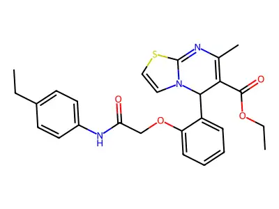 ethyl 2-[2-[(4-ethylphenyl)carbamoylmethoxy]phenyl]-4-methyl-7-thia-1,5-diazabicyclo[4.3.0]nona-3,5,8-triene-3-carboxylate structure