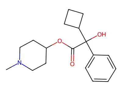 1-Methyl-4-piperidinyl alpha-cyclobutyl-alpha-hydroxybenzeneacetate structure