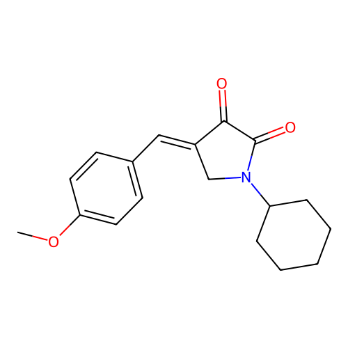 (4E)-1-cyclohexyl-4-[(4-methoxyphenyl)methylidene]pyrrolidine-2,3-dione structure